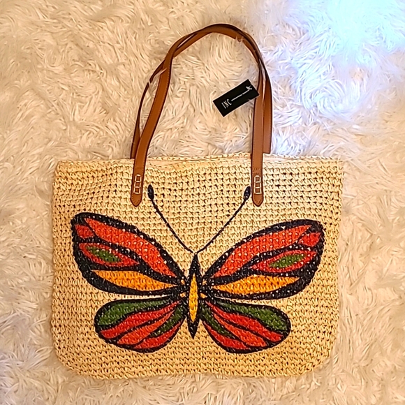 INC butterfly straw tote - Picture 1 of 4